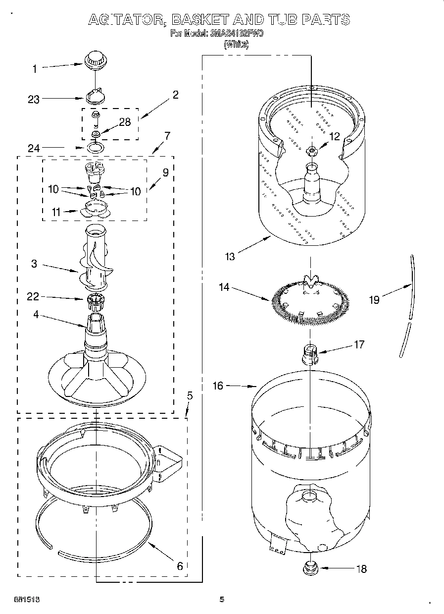 03 - AGITATOR, BASKET AND TUB
