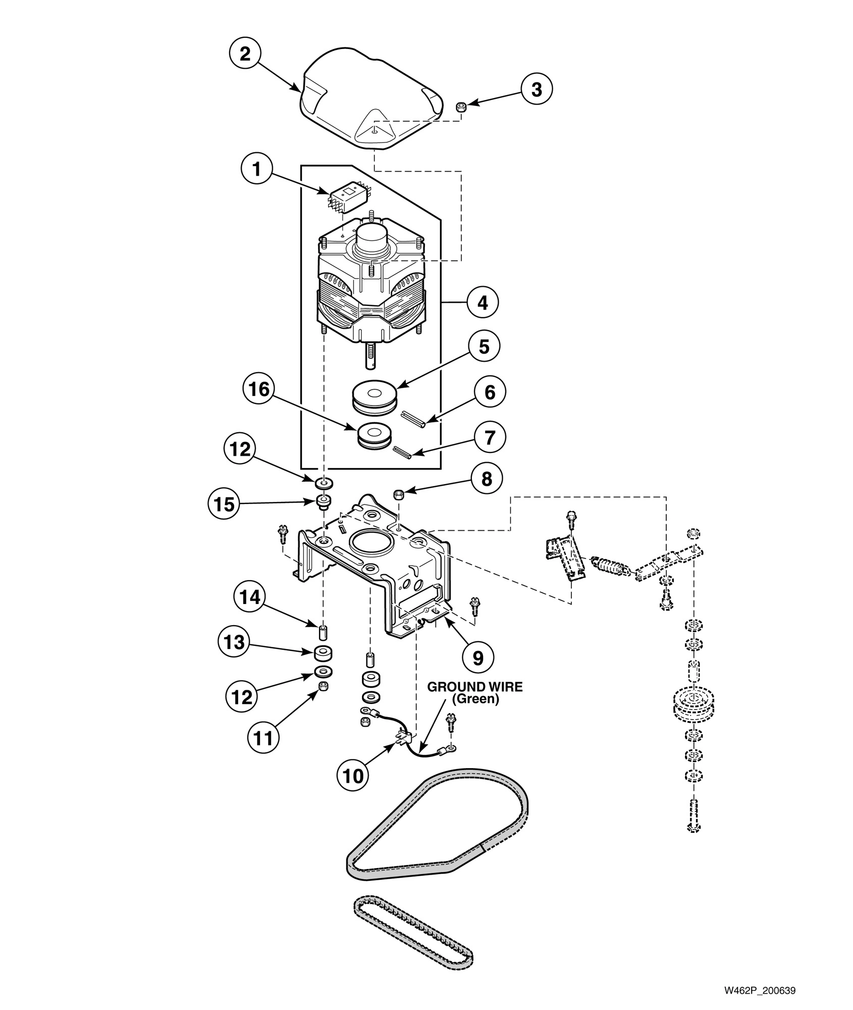 Motor and Mounting Bracket - Models Through Serial No. C3486773