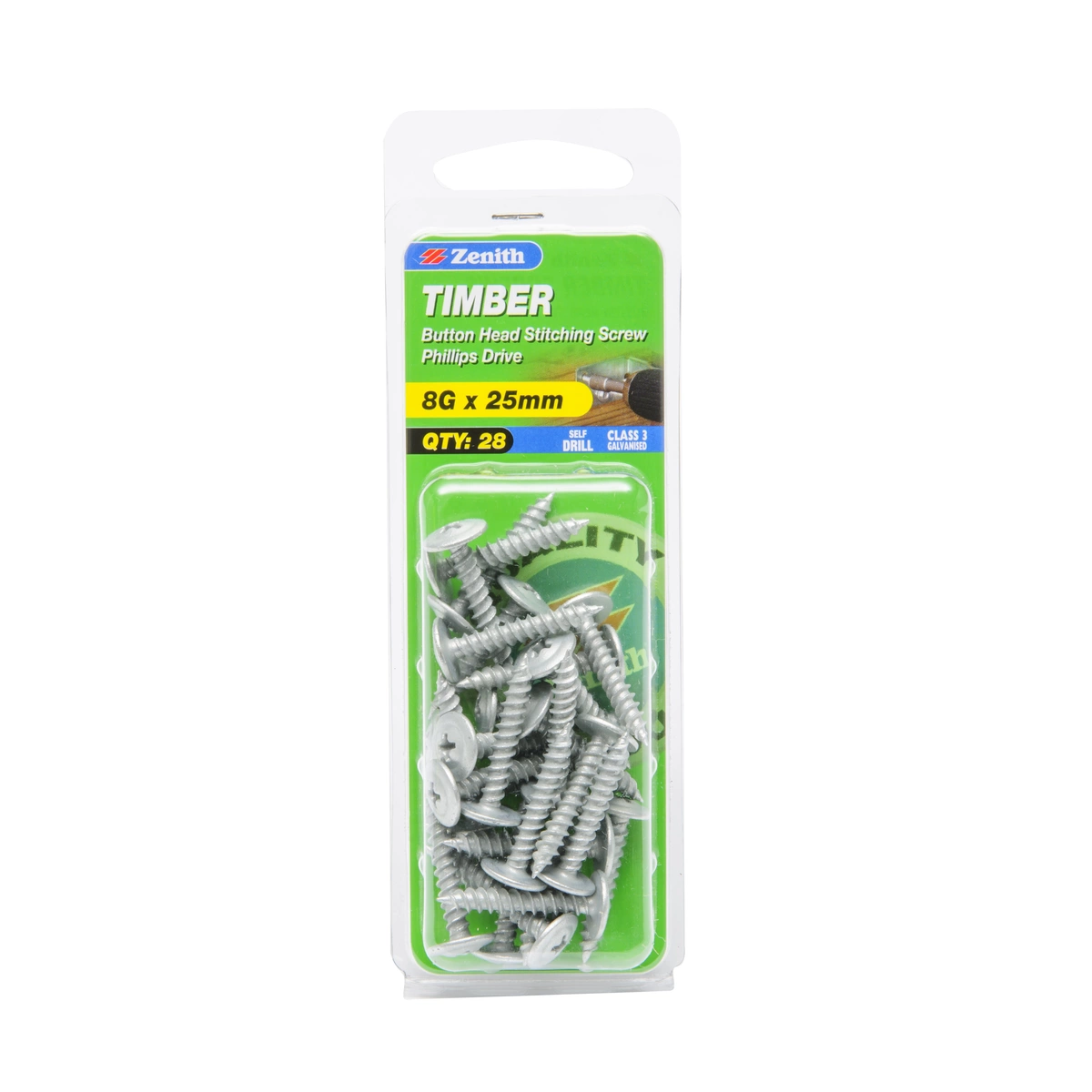 ZENITH® 8G x 25mm Class 3 Galvanised Stitching Screws – 28 Pack