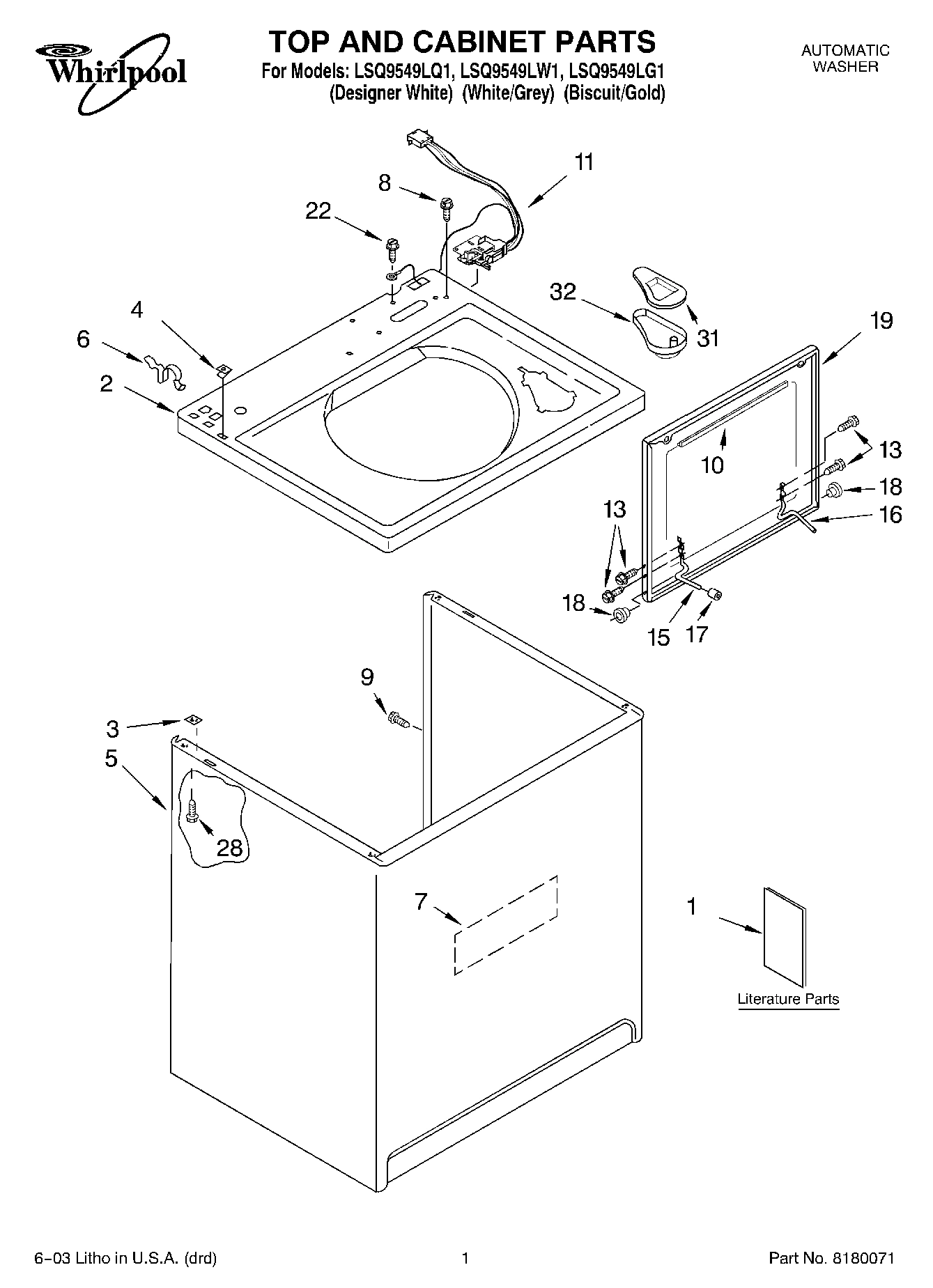 01 - TOP AND CABINET PARTS