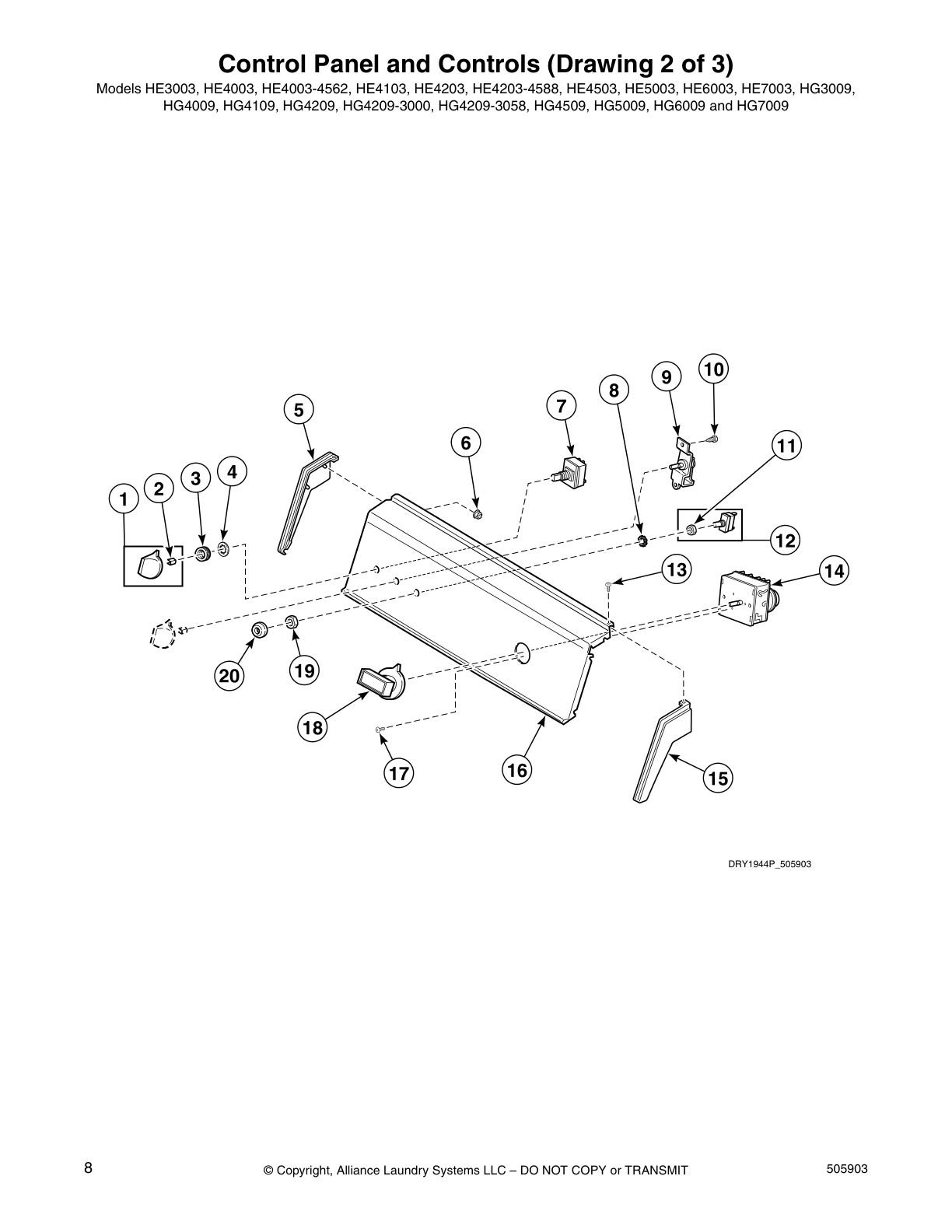 Control Panel and Controls (Drawing 2 of 3)