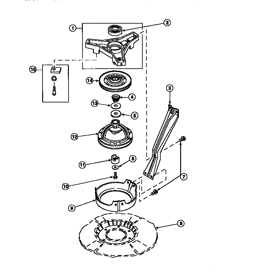04 - BRG HSG/BRAKE PULLEY & PIVOT DOME