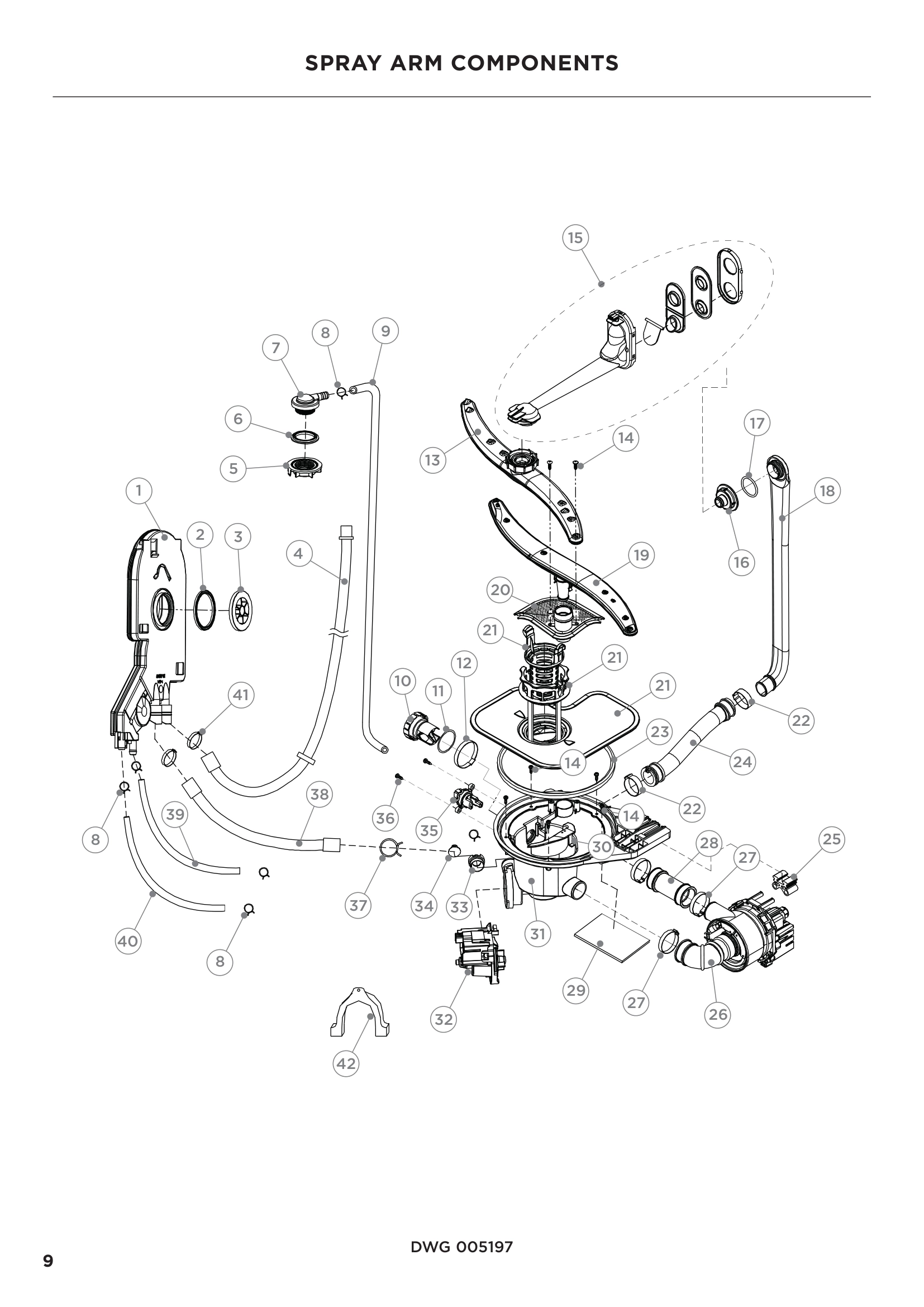 SPRAY ARM COMPONENTS
