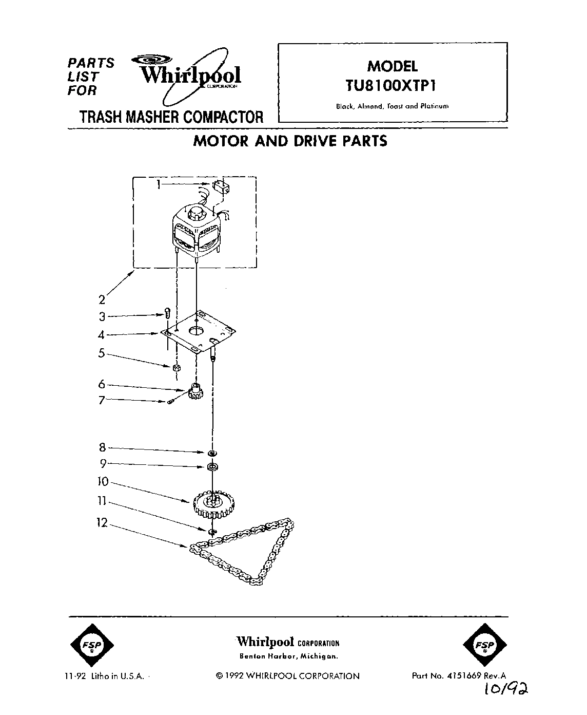 01 - MOTOR AND DRIVE, LIT/OPTIONAL