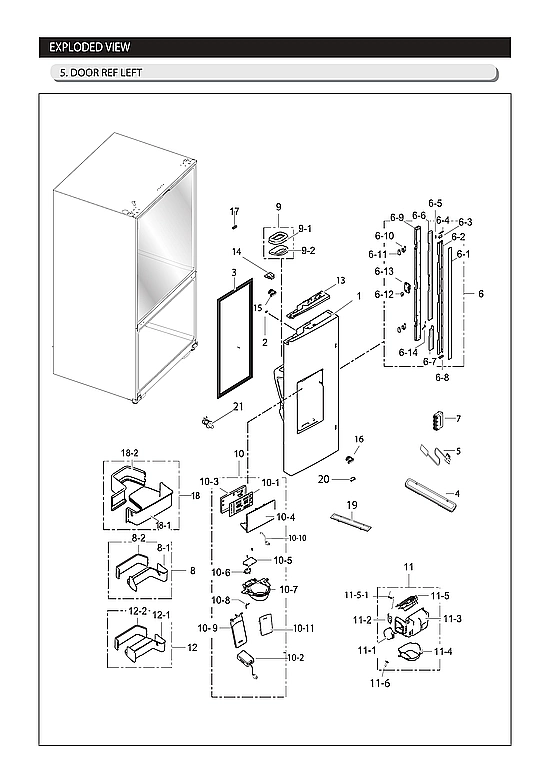 LEFT REFRIGERATOR DOOR PARTS