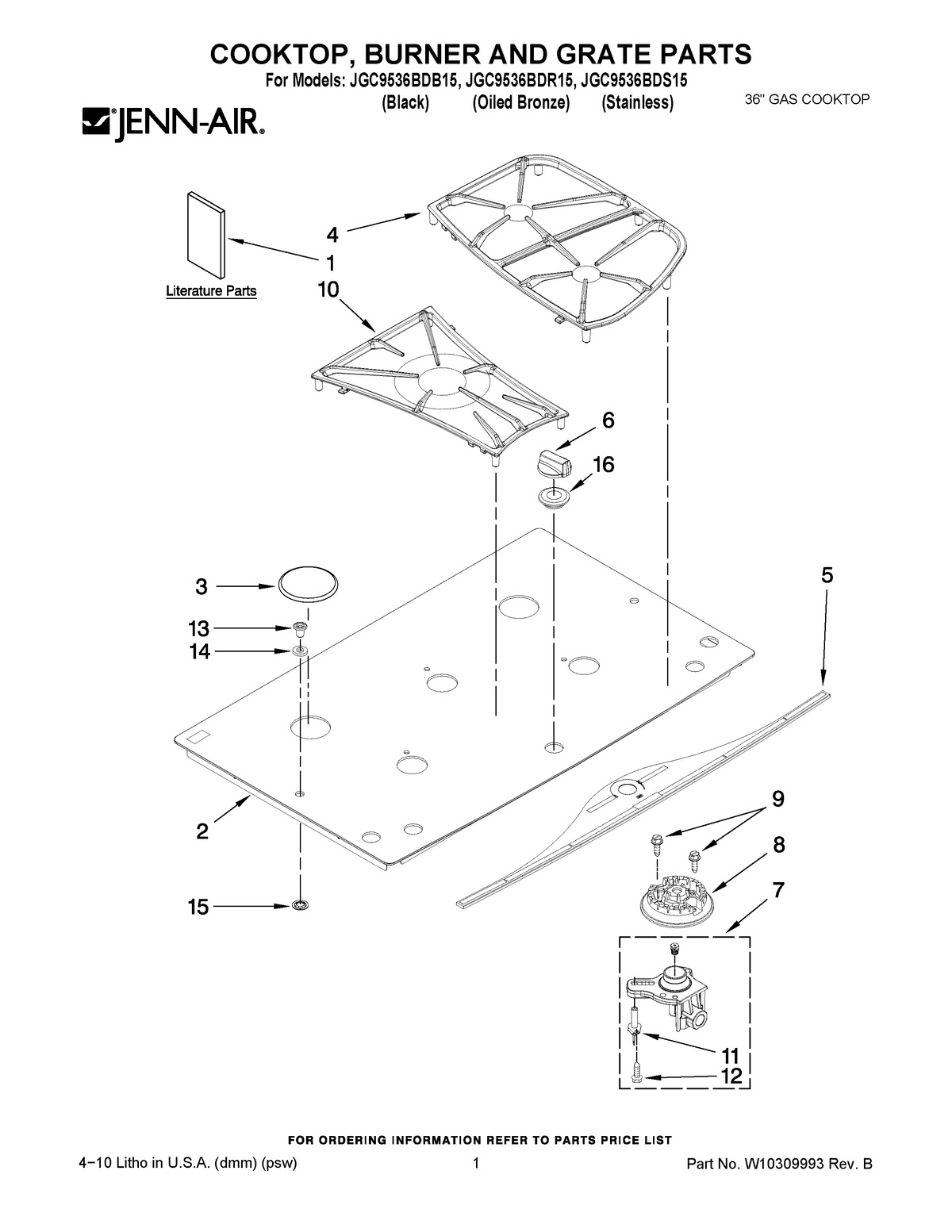 01 - COOKTOP, BURNER AND GRATE PARTS