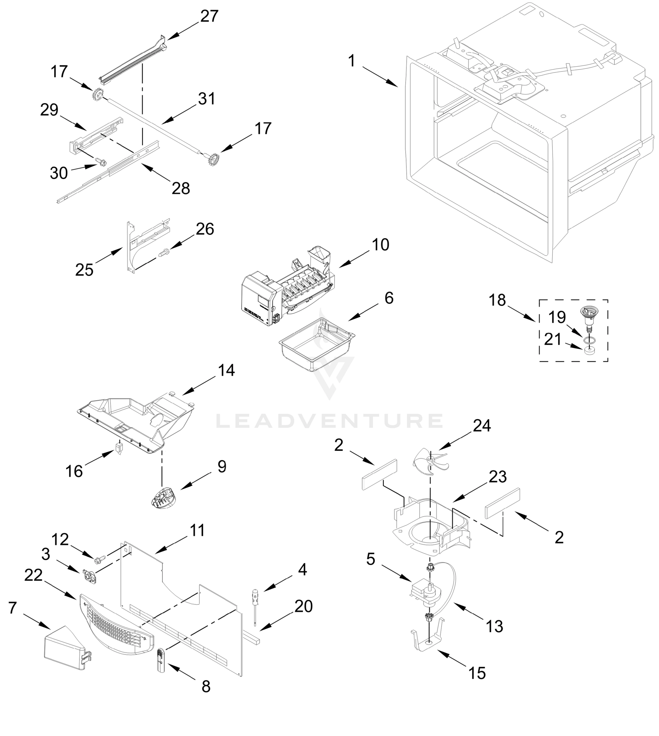FREEZER LINER AND ICEMAKER PARTS