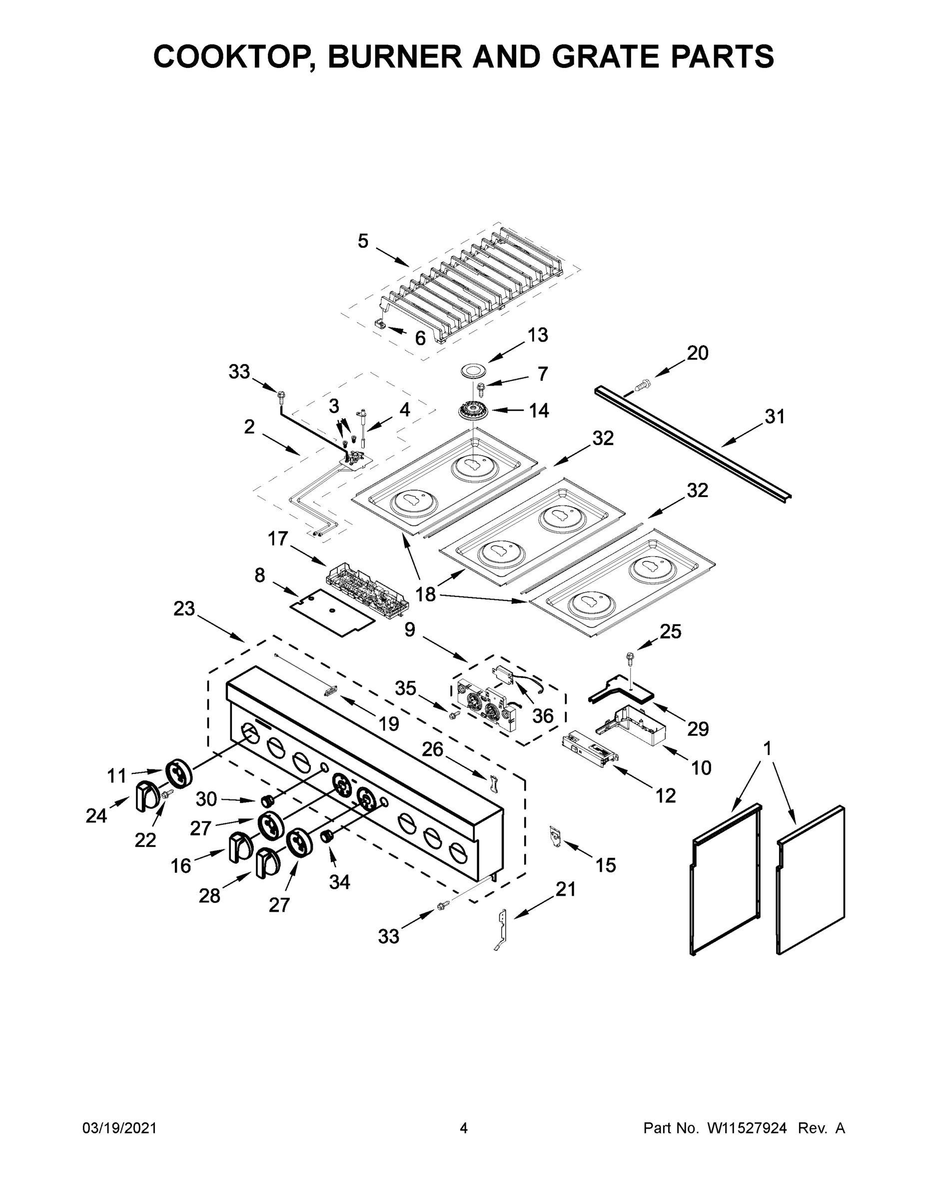 03 - COOKTOP, BURNER AND GRATE PARTS