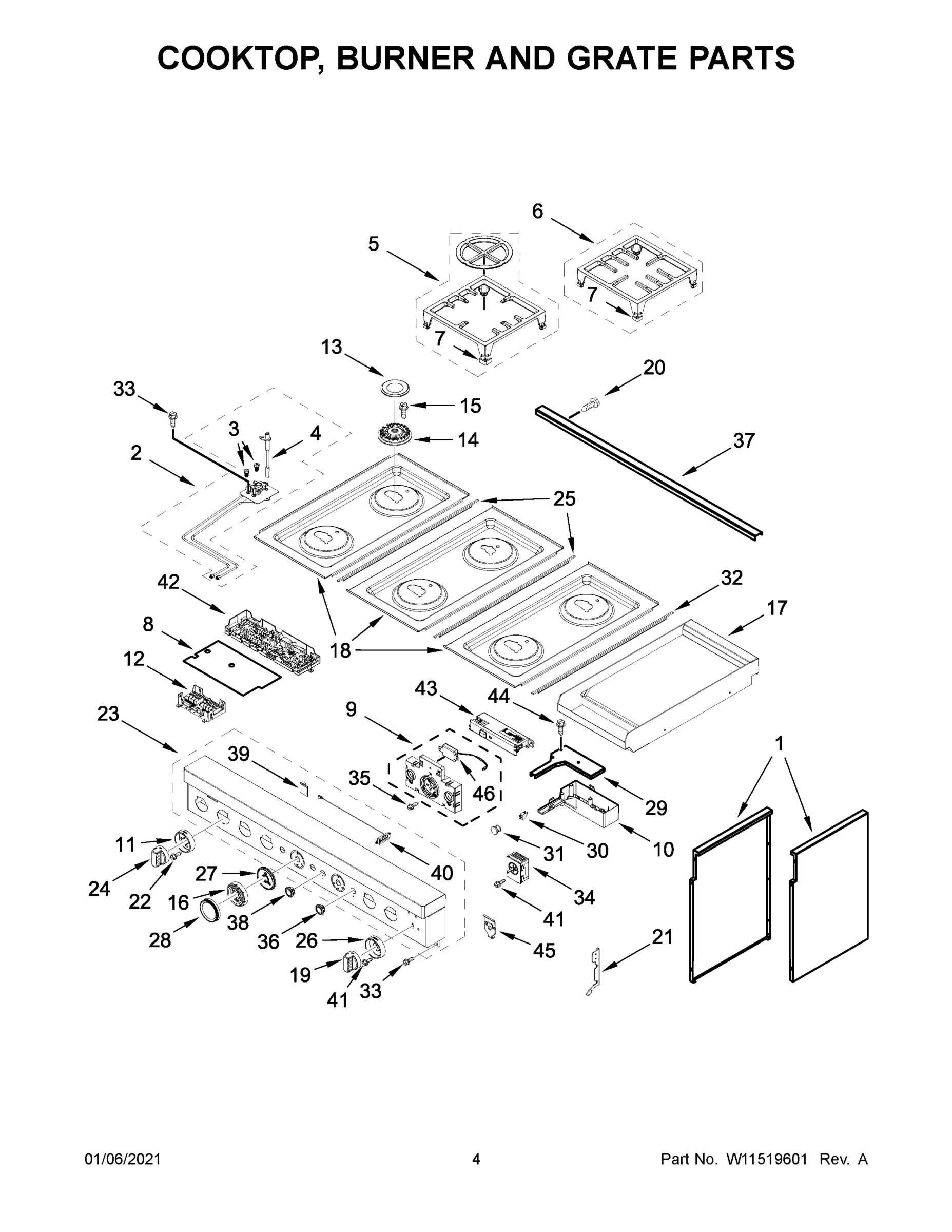 03 - COOKTOP, BURNER AND GRATE PARTS