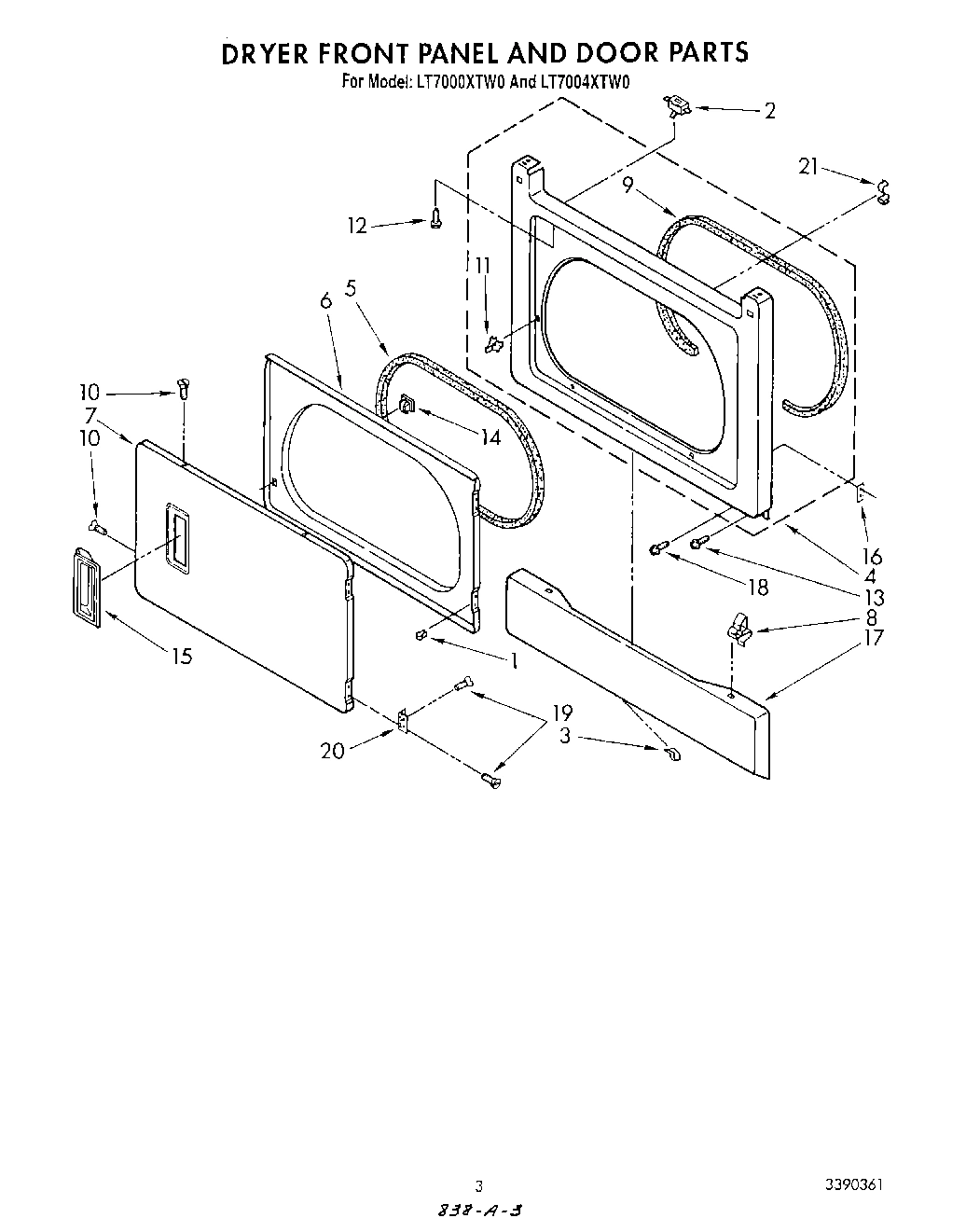 03 - DRYER FRONT PANEL AND DOOR