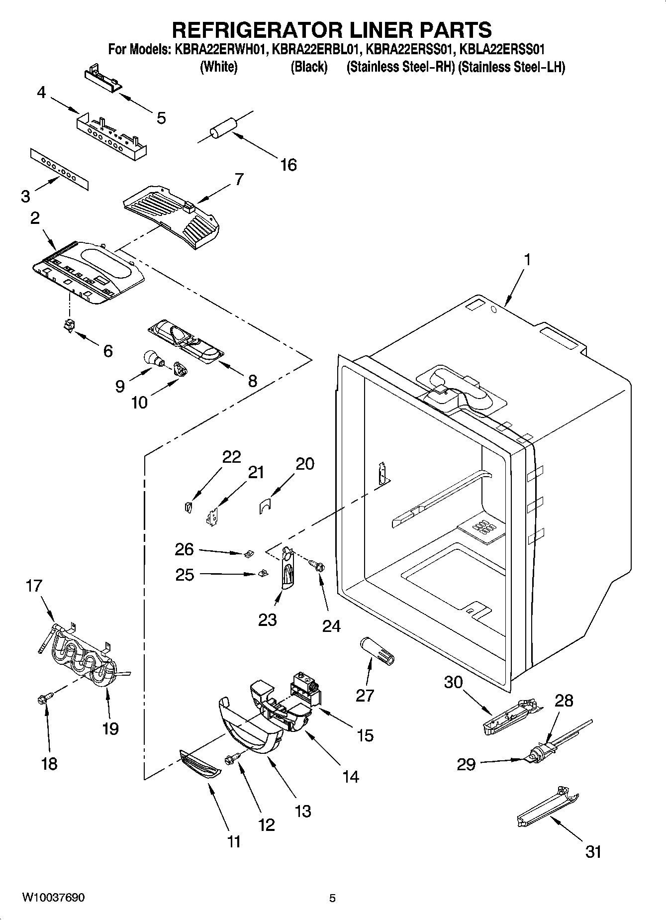 03 - REFRIGERATOR LINER PARTS