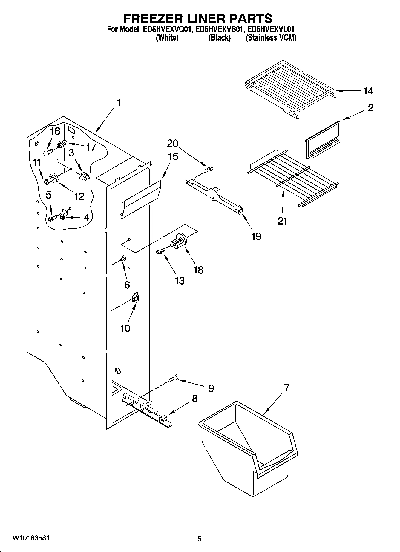 04 - FREEZER LINER PARTS