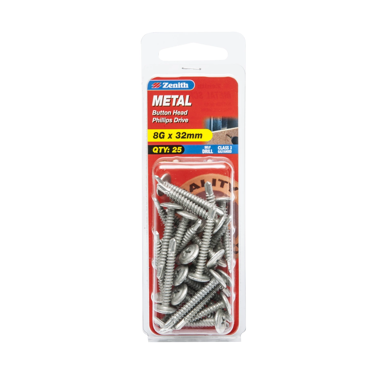 ZENITH® 8G x 32mm Class 3 Galvanised Metal Screws – 25 Pack