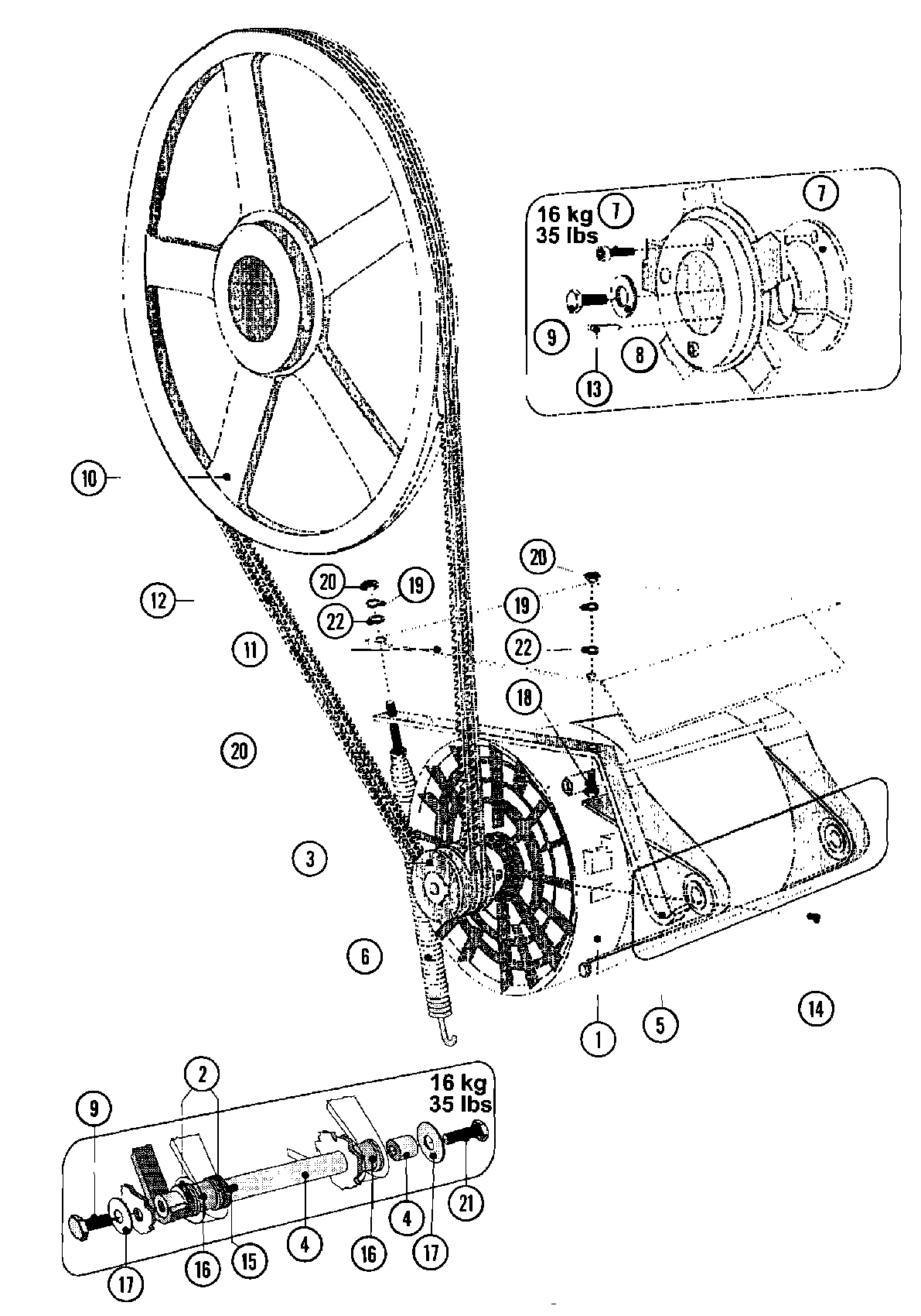 22 - MOTOR & BASKET PULLEY (SERIES 11)