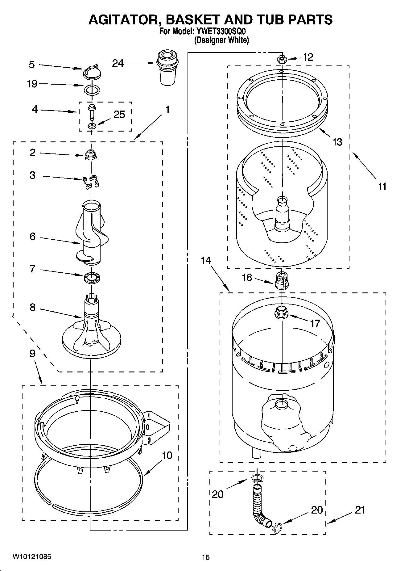 10 - AGITATOR, BASKET AND TUB PARTS