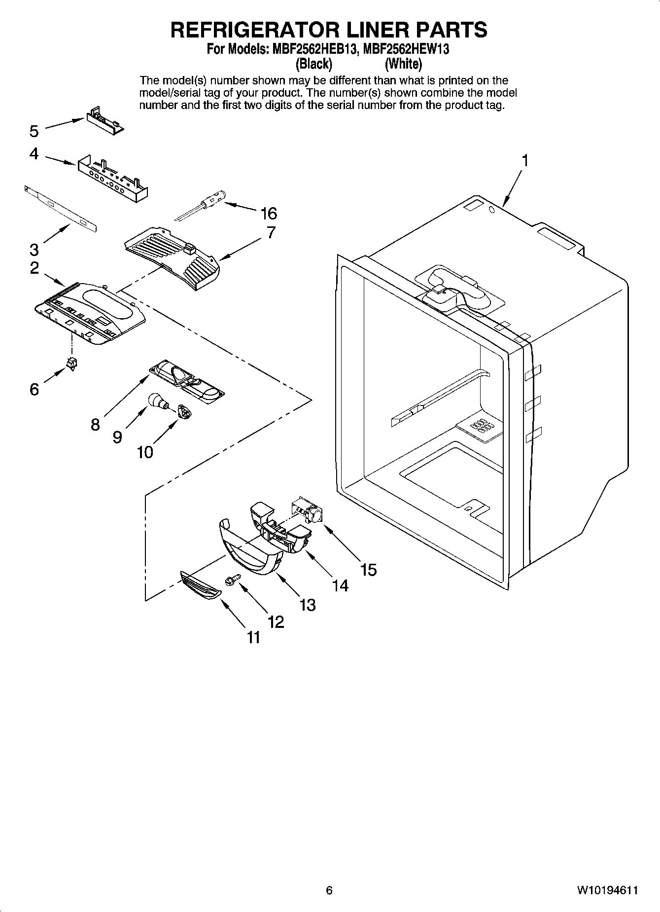 04 - REFRIGERATOR LINER PARTS