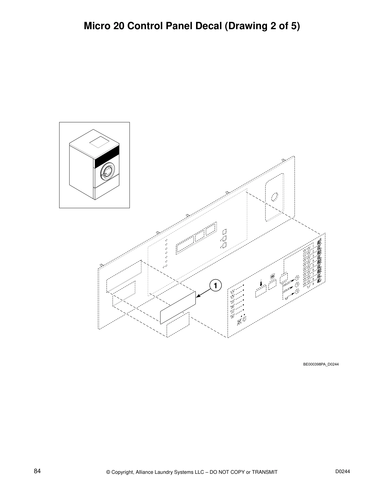 Micro 20 Control Panel Decal (Drawing 2 of 5)