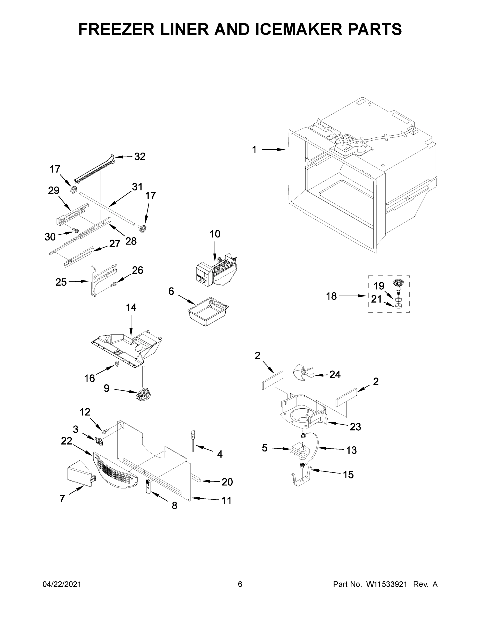 04 - FREEZER LINER AND ICEMAKER PARTS