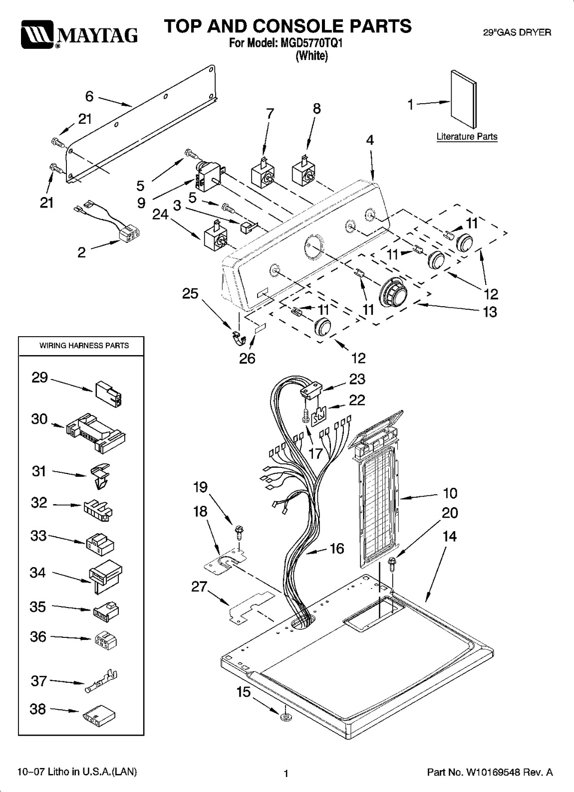 01 - TOP AND CONSOLE PARTS