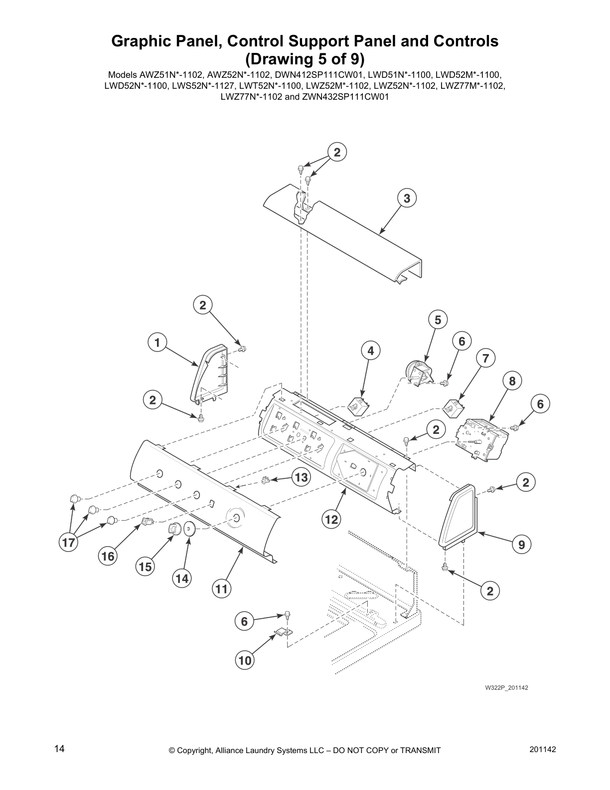 Graphic Panel, Control Support Panel and Controls
(Drawing 5 of 9)