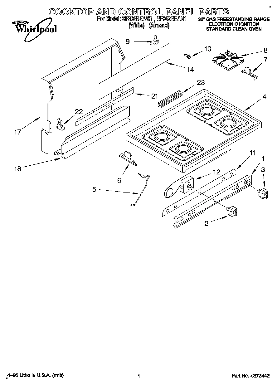 01 - COOKTOP AND CONTROL PANEL, LITERATURE