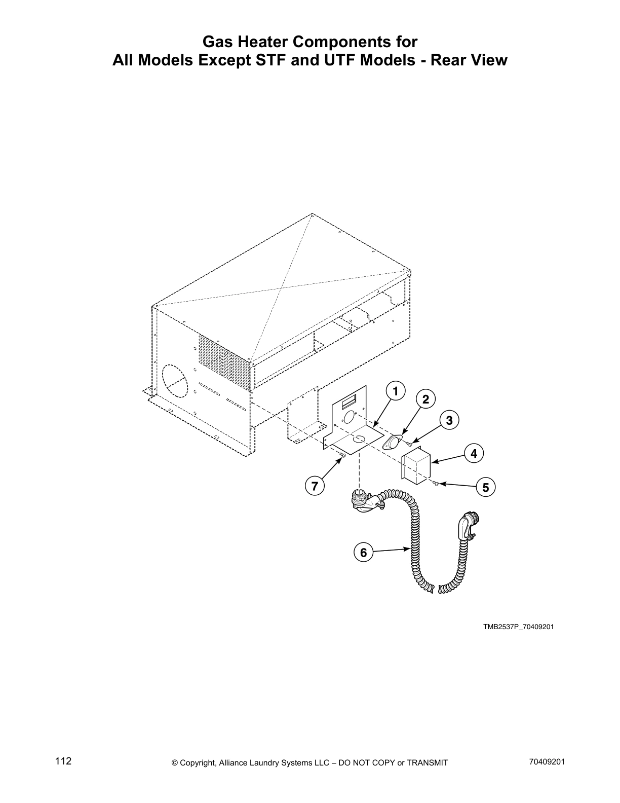 Gas Heater Components for
All Models Except STF and UTF Models - Rear View