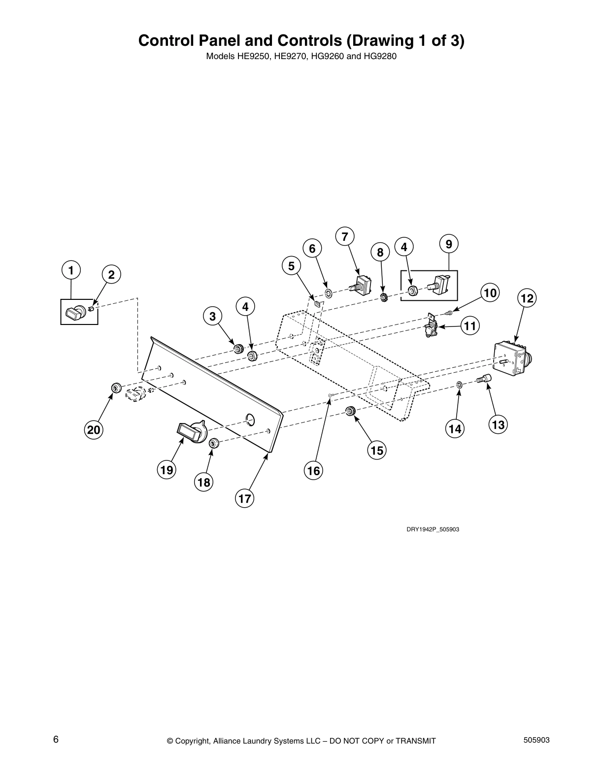 Control Panel and Controls (Drawing 1 of 3)