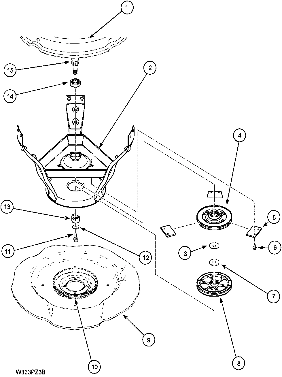 12 - WELDMENT/BEARING ASSY AND BRAKE/PULLEY