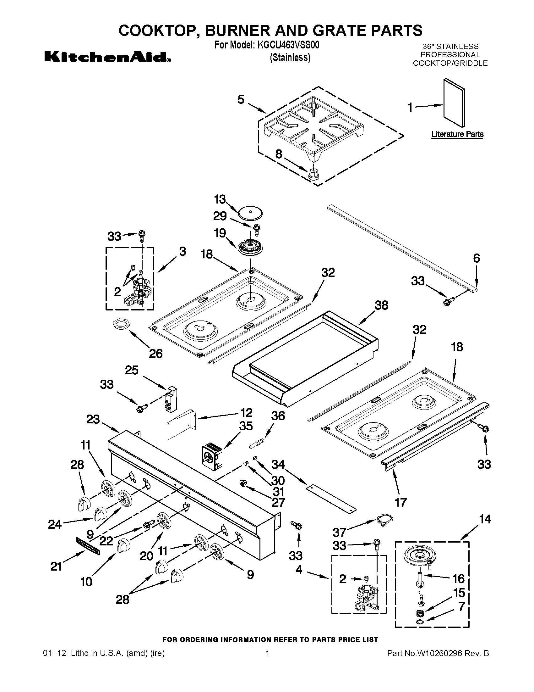 01 - COOKTOP, BURNER AND GRATE PARTS