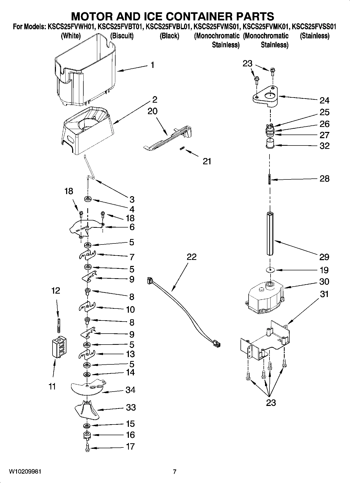 05 - MOTOR AND ICE CONTAINER PARTS