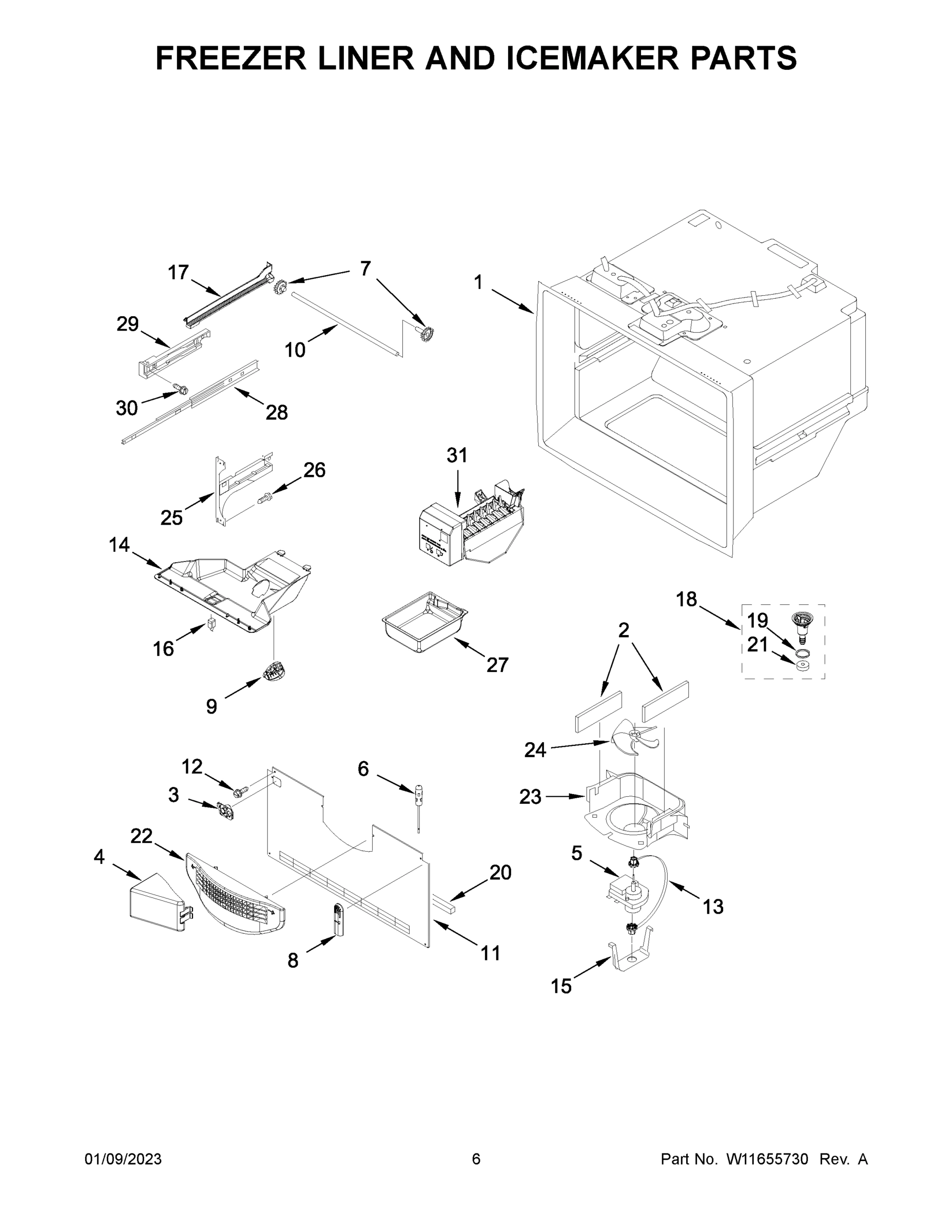 04 - FREEZER LINER AND ICEMAKER PARTS