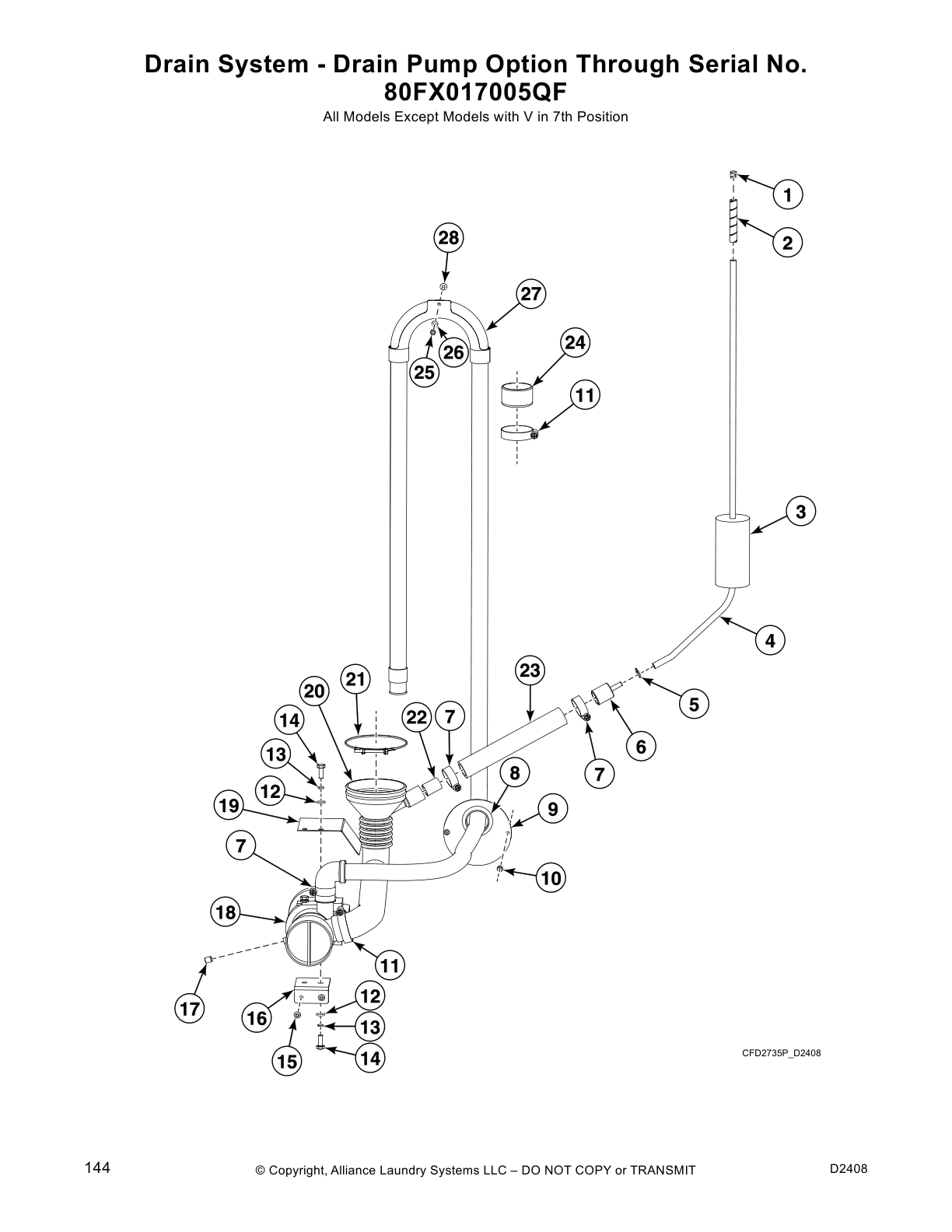 Drain System - Drain Pump Option Through Serial No.
80FX017005QF