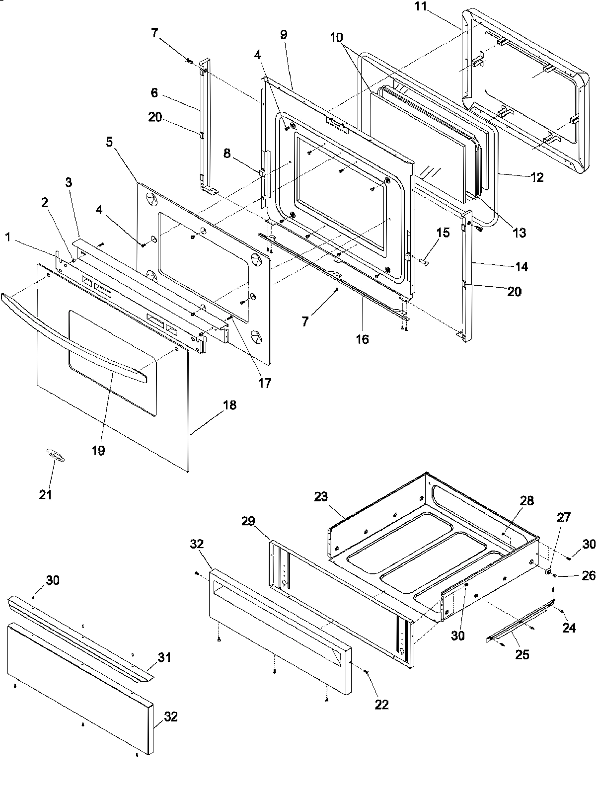 04 - OVEN DOOR AND STORAGE DRAWER