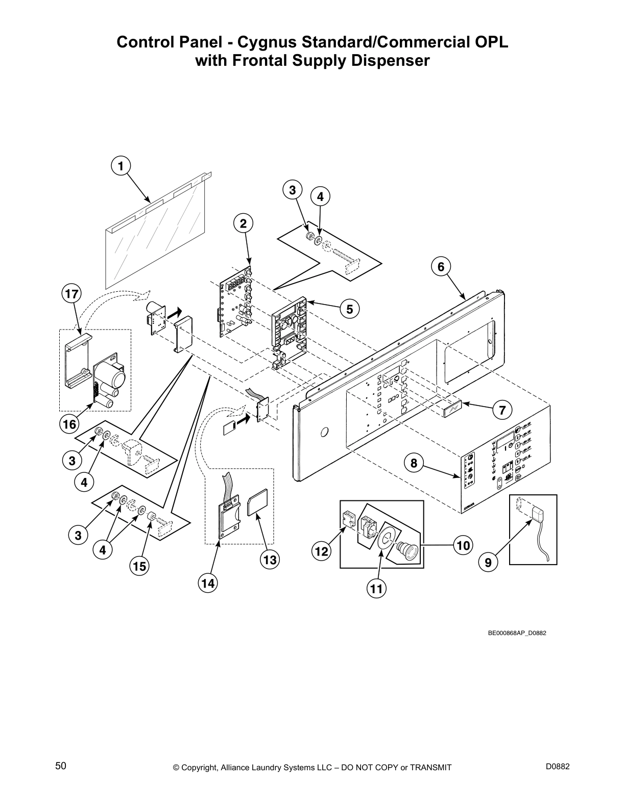 Control Panel - Cygnus Standard/Commercial OPL
with Frontal Supply Dispenser