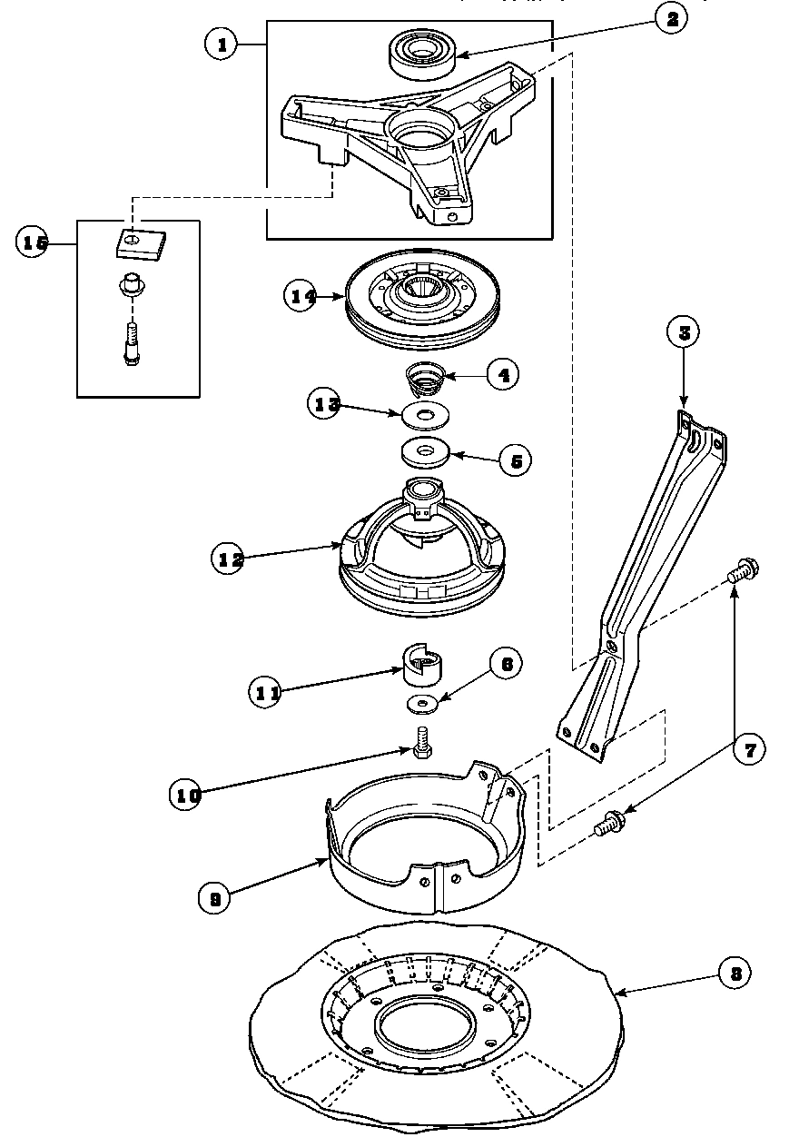 04 - BRG HSG/BRAKE PULLEY & PIVOT DOME