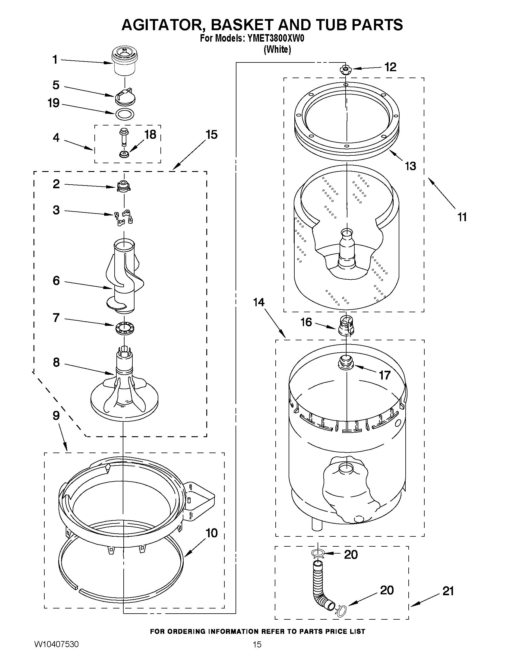 10 - AGITATOR, BASKET AND TUB PARTS