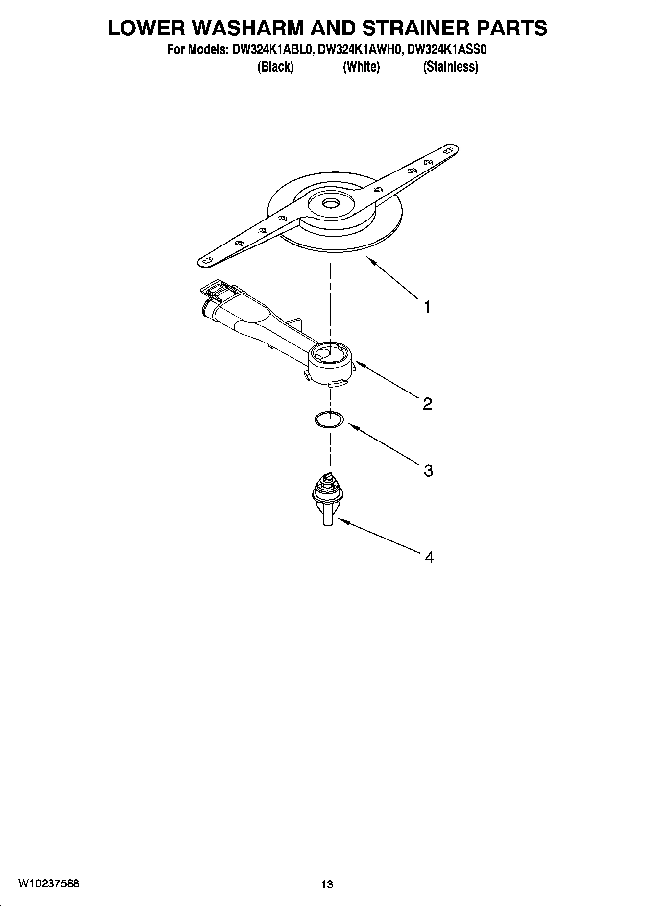 11 - LOWER WASHARM AND STRAINER PARTS, OPTIONAL PARTS (NOT INCLUDED)