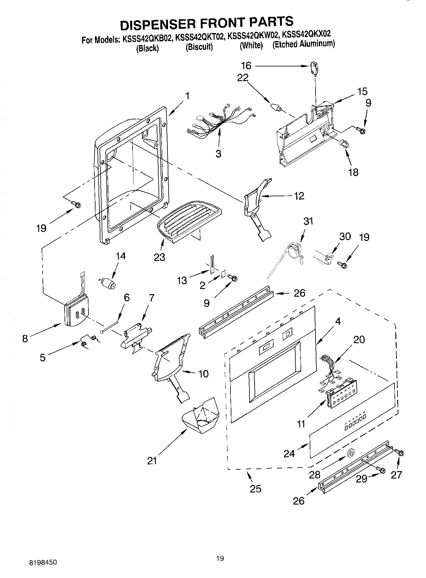 12 - DISPENSER AND FRONT PARTS