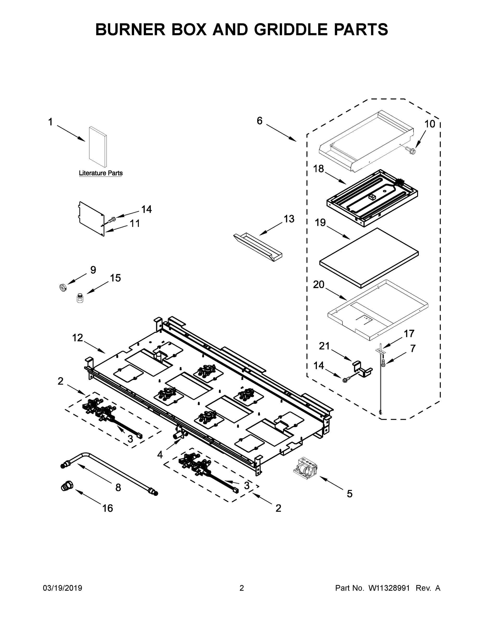 02 - BURNER BOX AND GRIDDLE PARTS