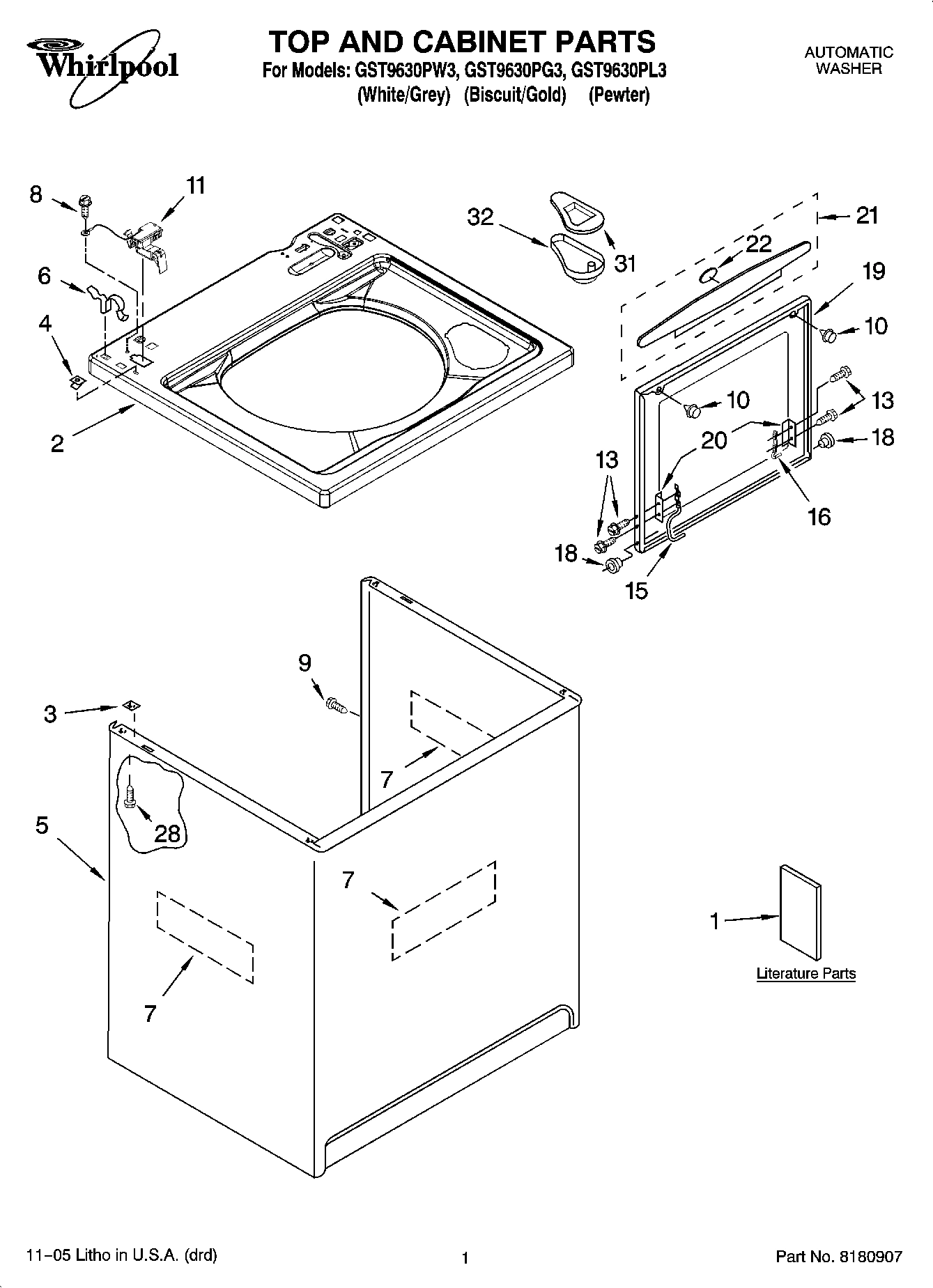 01 - TOP AND CABINET PARTS