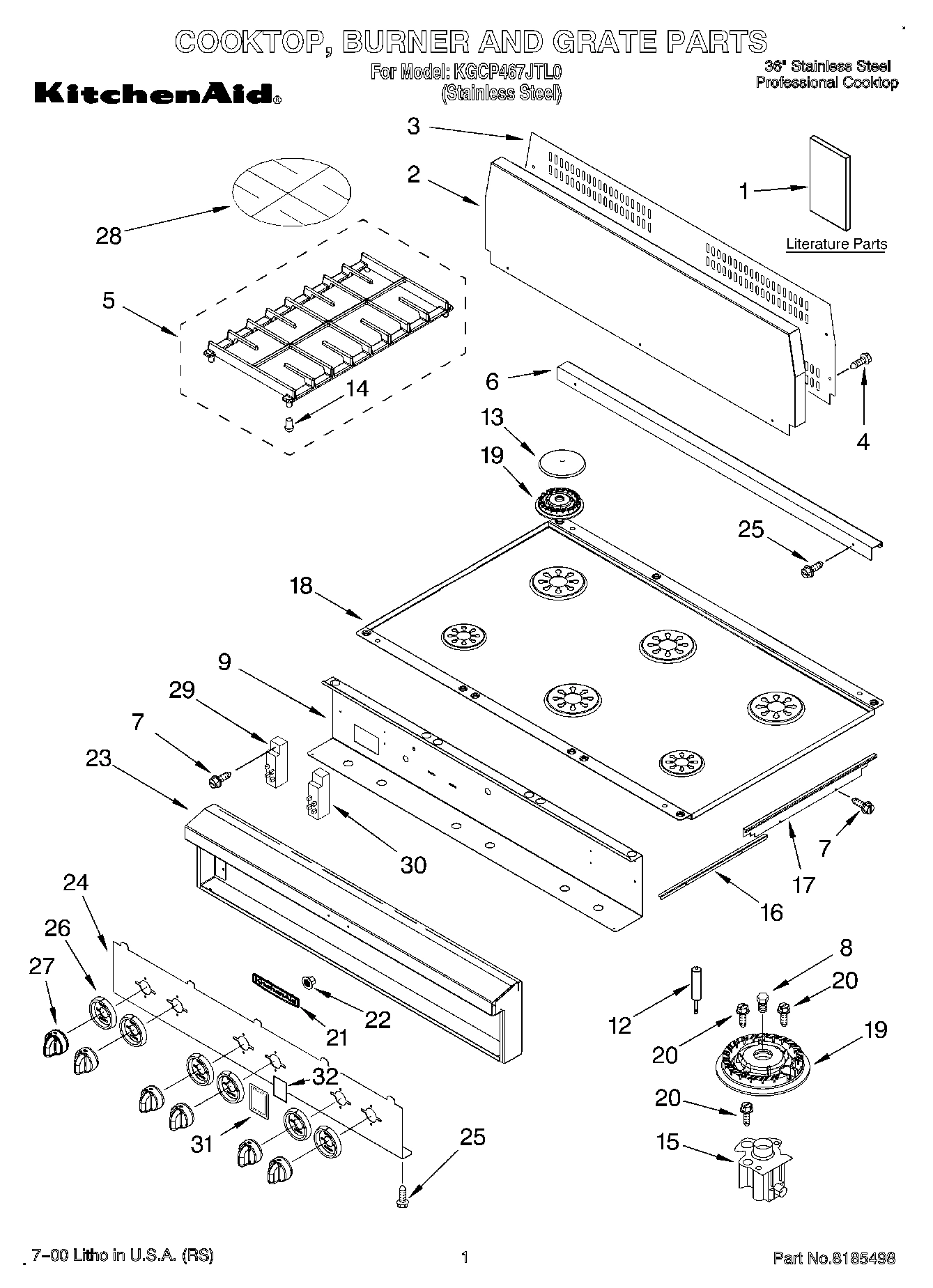 01 - COOKTOP, BURNER AND GRATE PARTS