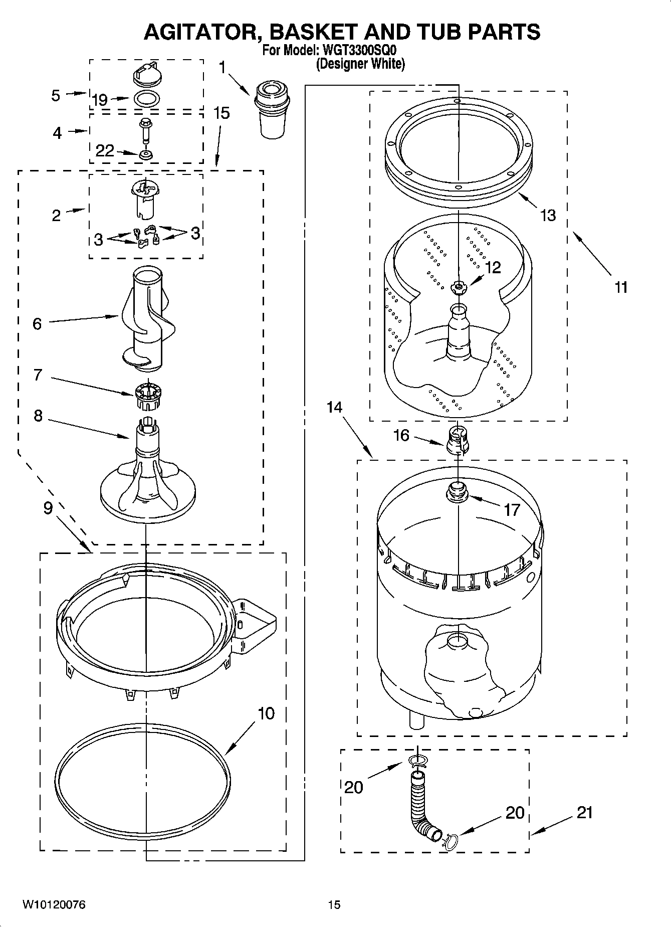 10 - AGITATOR, BASKET AND TUB PARTS
