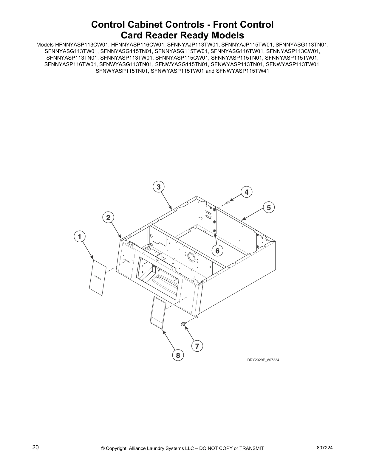 Control Cabinet Controls - Front Control
Card Reader Ready Models