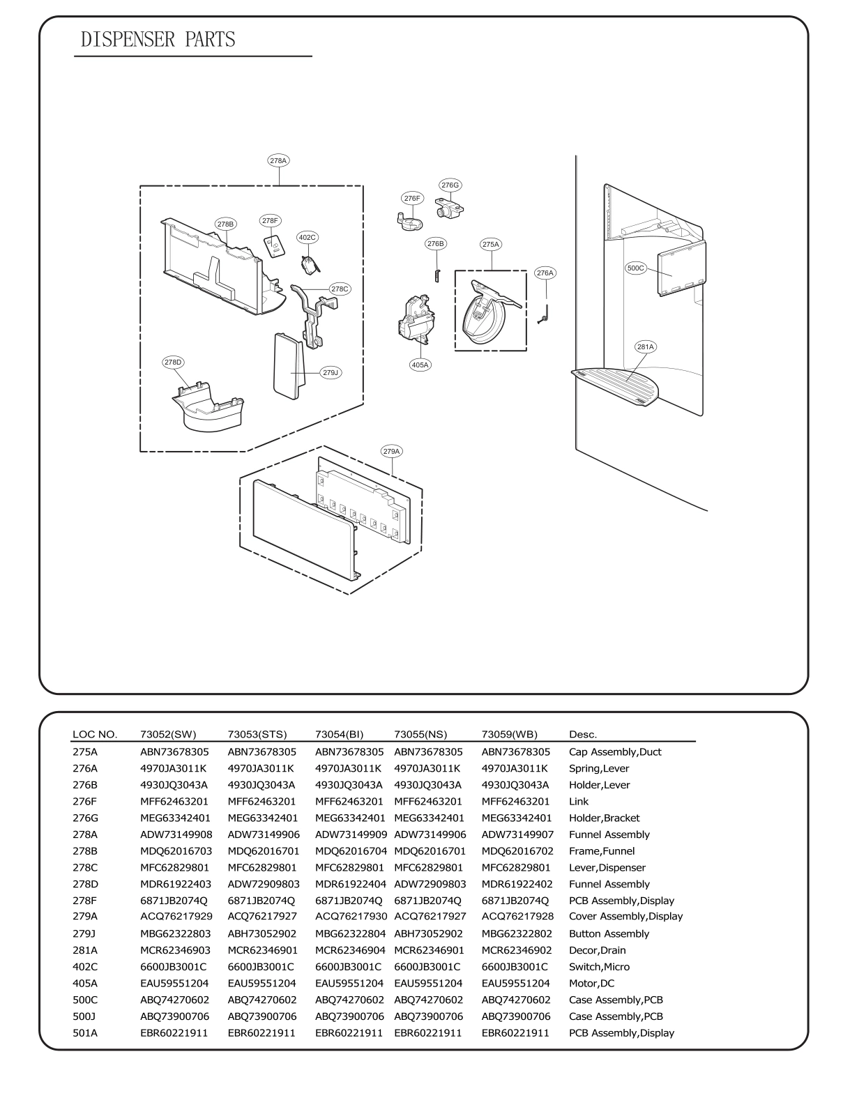 DISPENSER PARTS