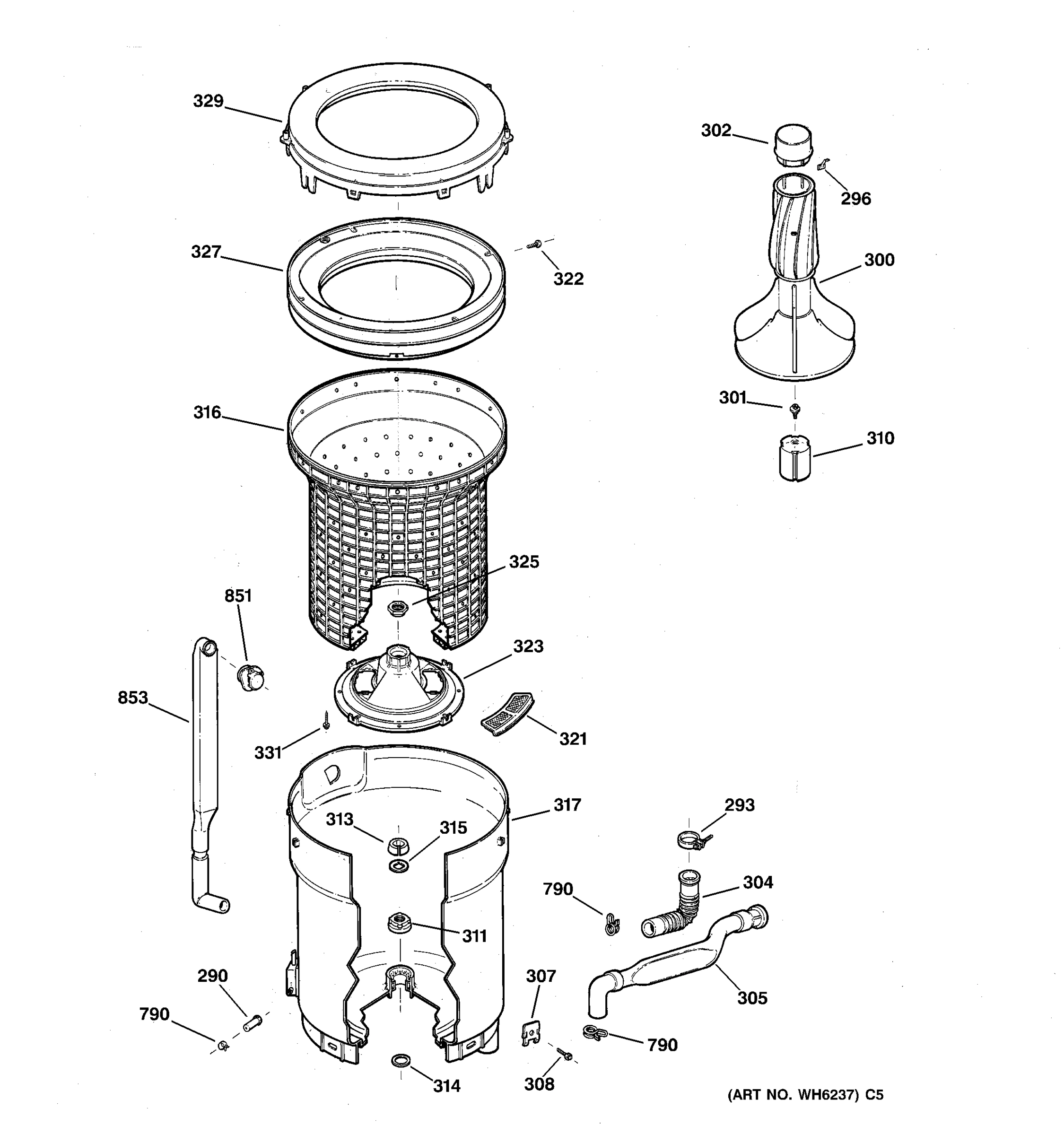 TUB, BASKET & AGITATOR
