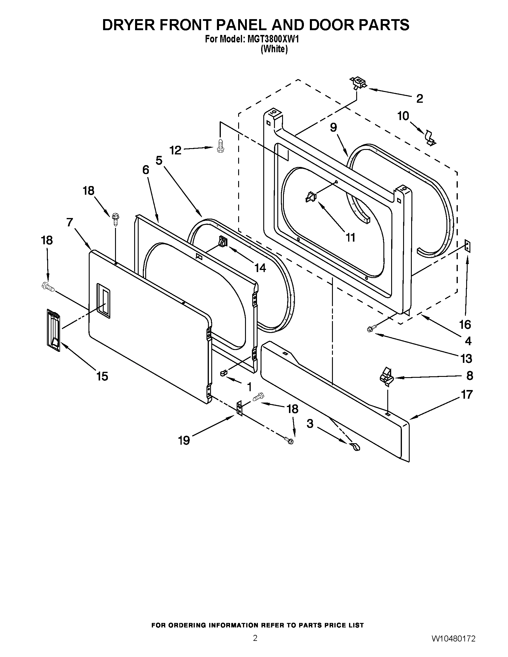 02 - DRYER FRONT PANEL AND DOOR PARTS
