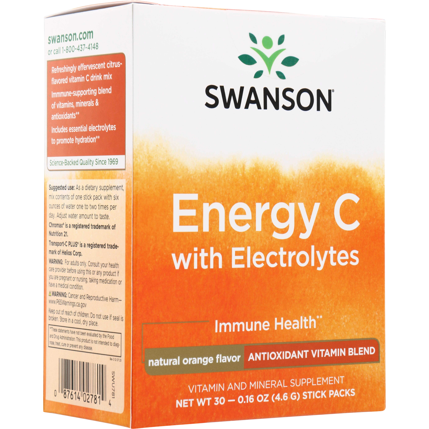 Swanson Vitamins Energy C with Electrolytes - Orange Flavor Vitamin | 30 Packets