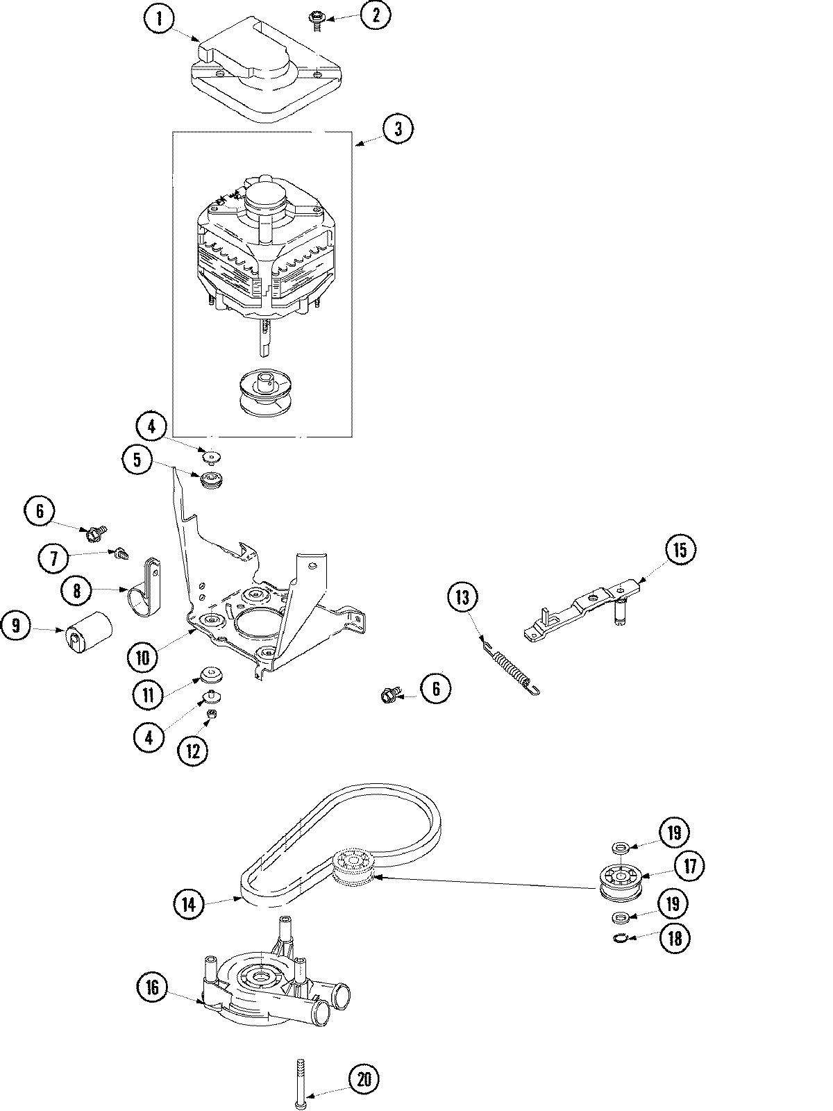 04 - MOTOR, PUMP AND IDLER ASSEMBLY