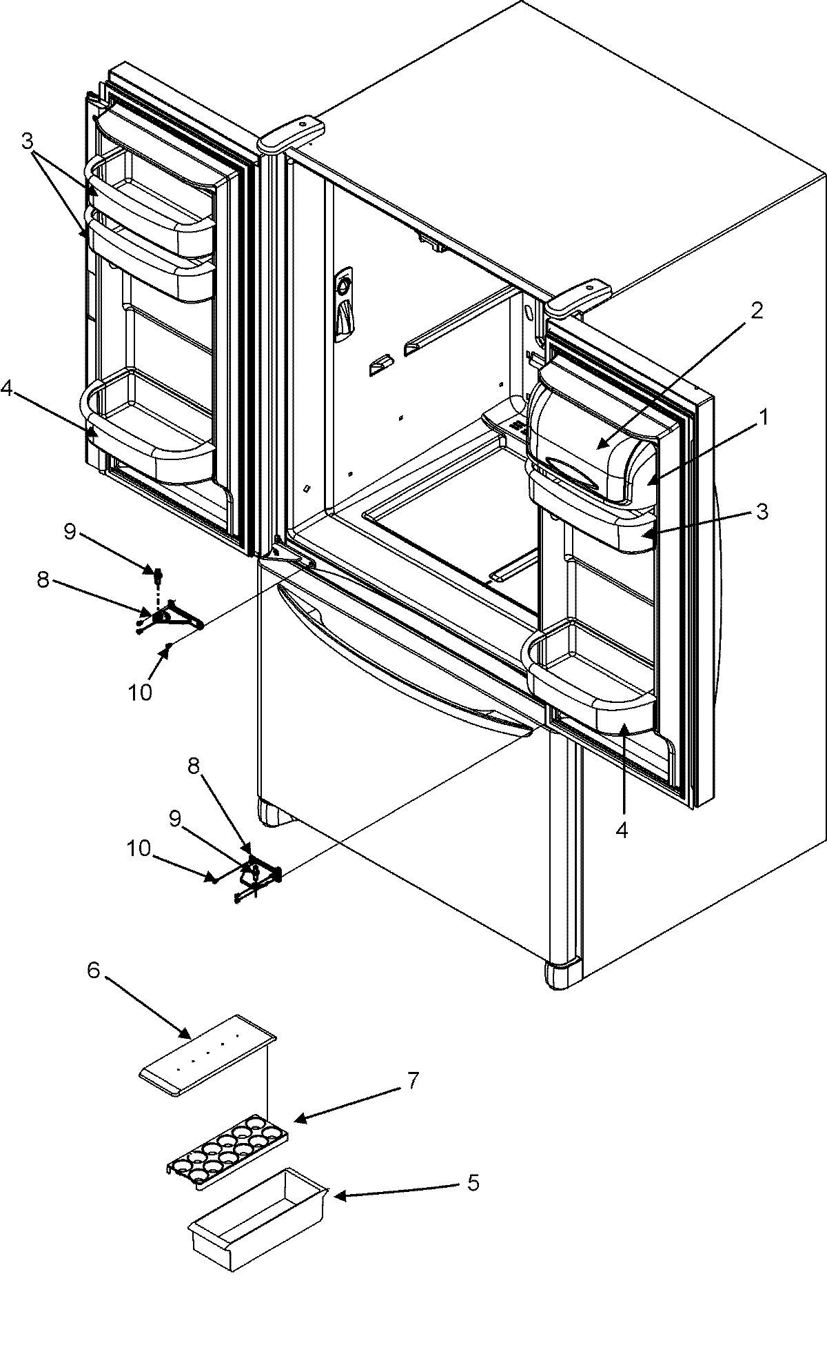 13 - REF DR STORAGE & CENTER HINGES