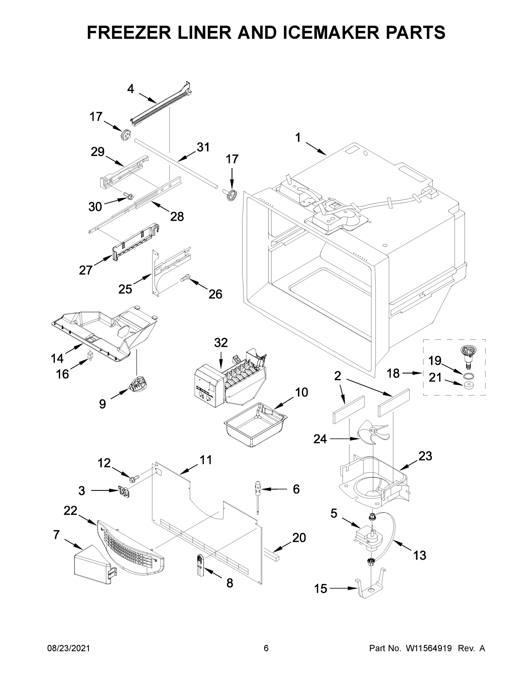 04 - FREEZER LINER AND ICEMAKER PARTS
